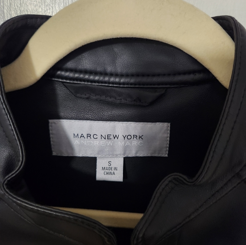 Marc New York Leather Jacket Coat Size Small Distressed Bomber Motorcycle Black - Picture 3 of 4
